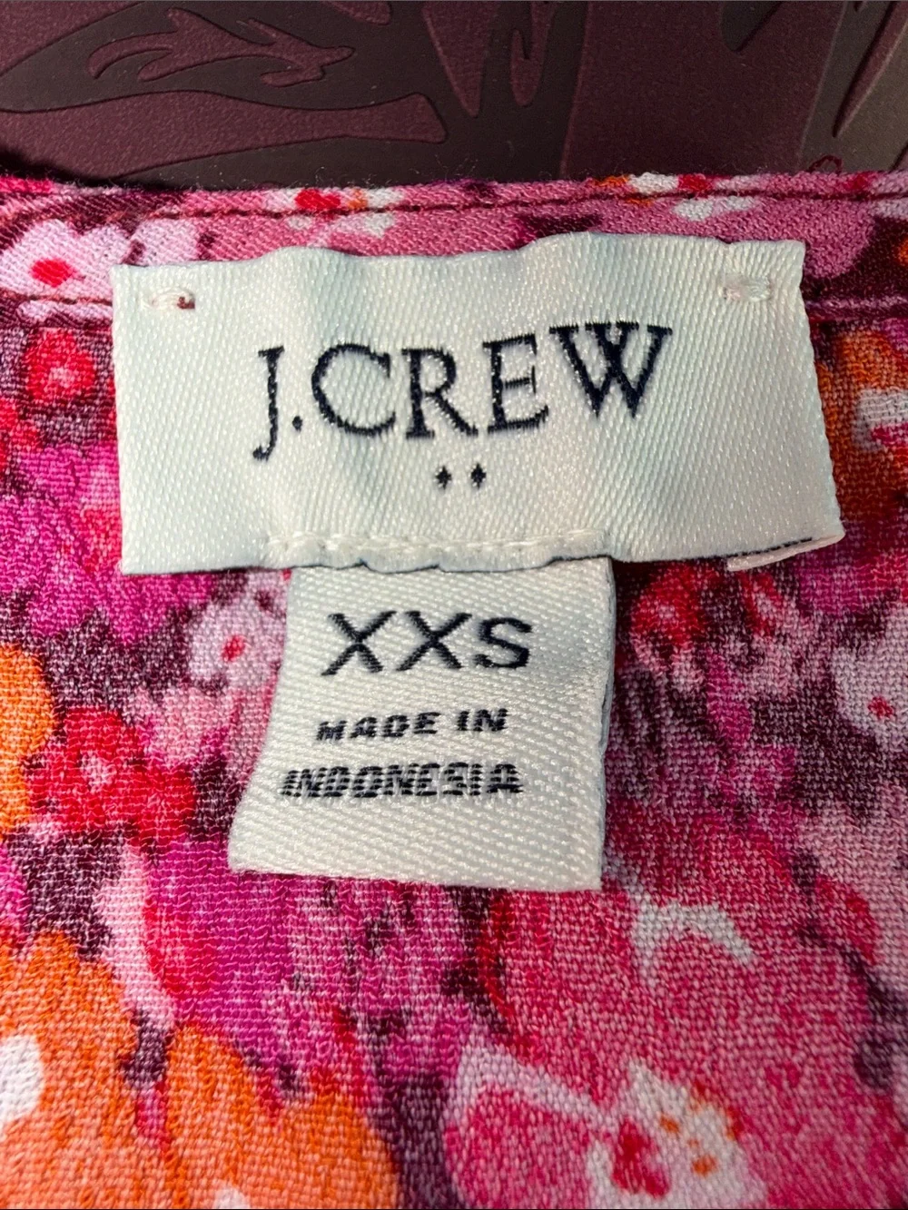 J.Crew Factory Puff-Sleeve Tiered Midi Dress Floral XXS Burgundy Pink Orange